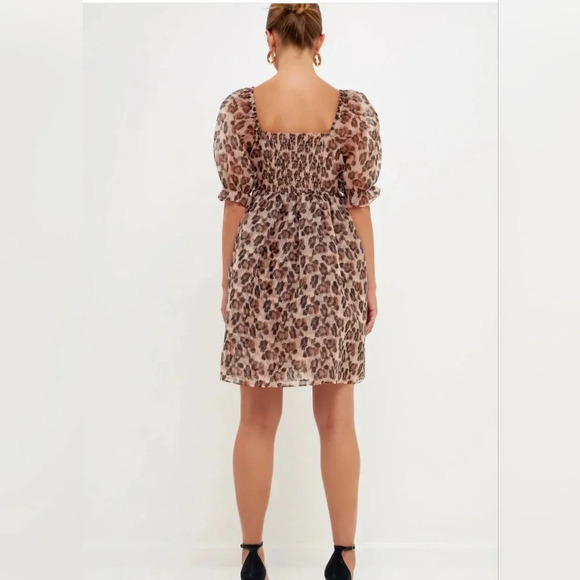 🐆HOST PICK🐆Endless Rose Organza Animal Fluffy Sleeves Baby Doll Dress size S - Picture 2 of 9